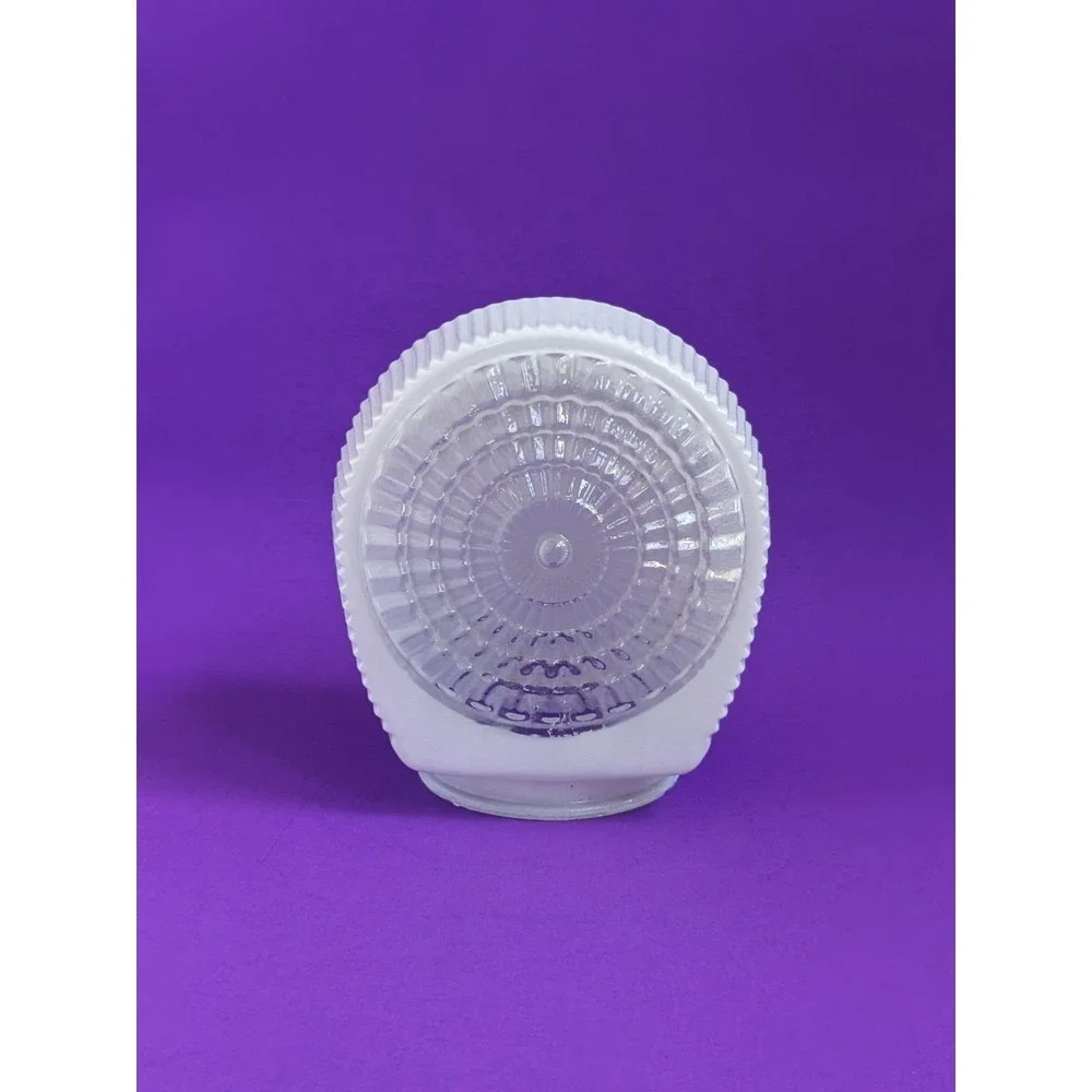 Vintage Art Deco White & Clear Glass Ribbed Ceiling‎ Porch Light Shade Sunburst